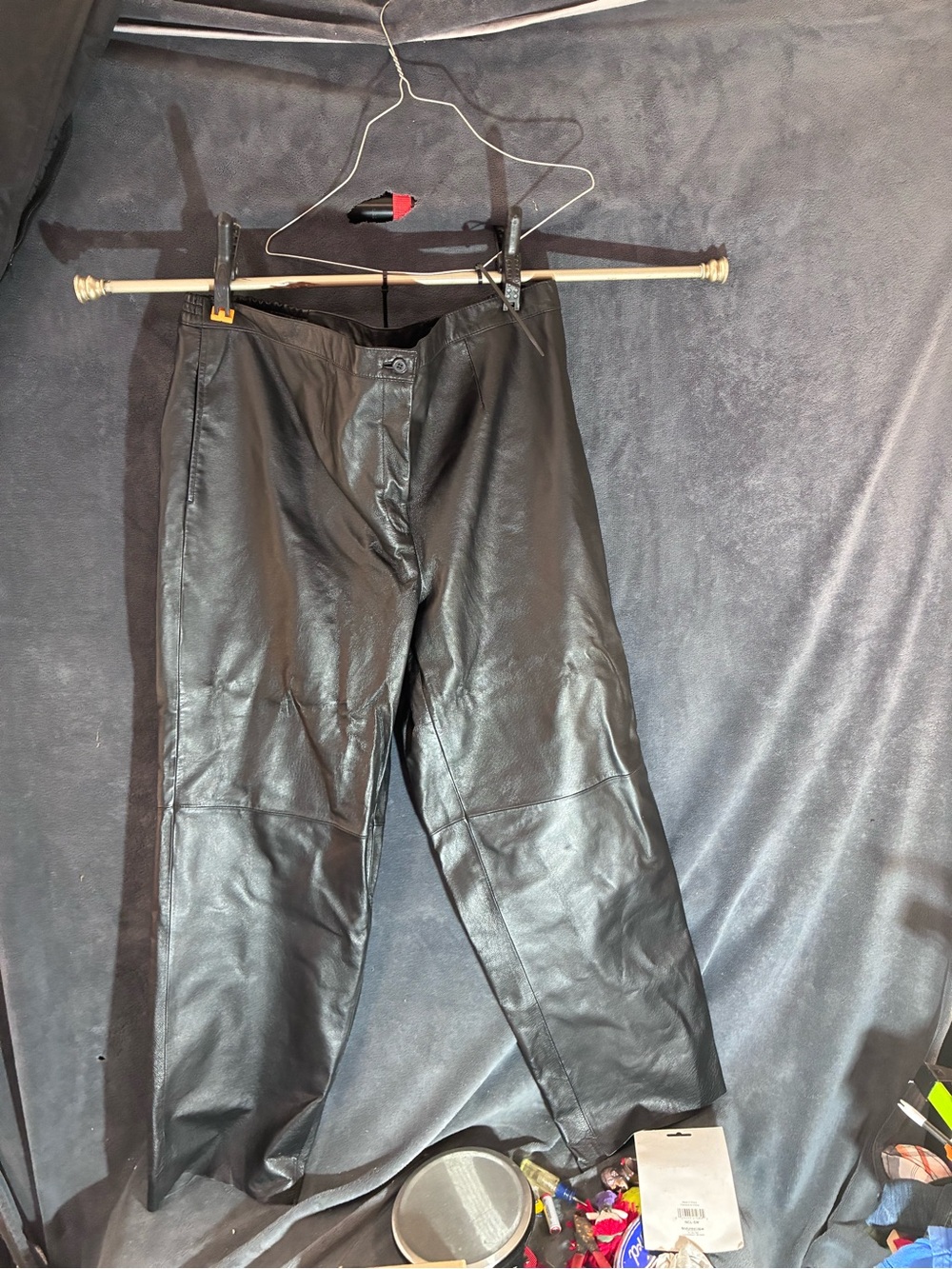 Vintage Maggie Barnes Black Genuine Leather Pants Womens Plus Size 18